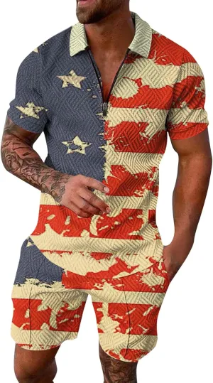 LCMTWX Patriotic Funny Golf Shirts for Men Mens Polo Shirt 2024 Fag Fashion Leisure Seaside Beach Holiday 3D Digital