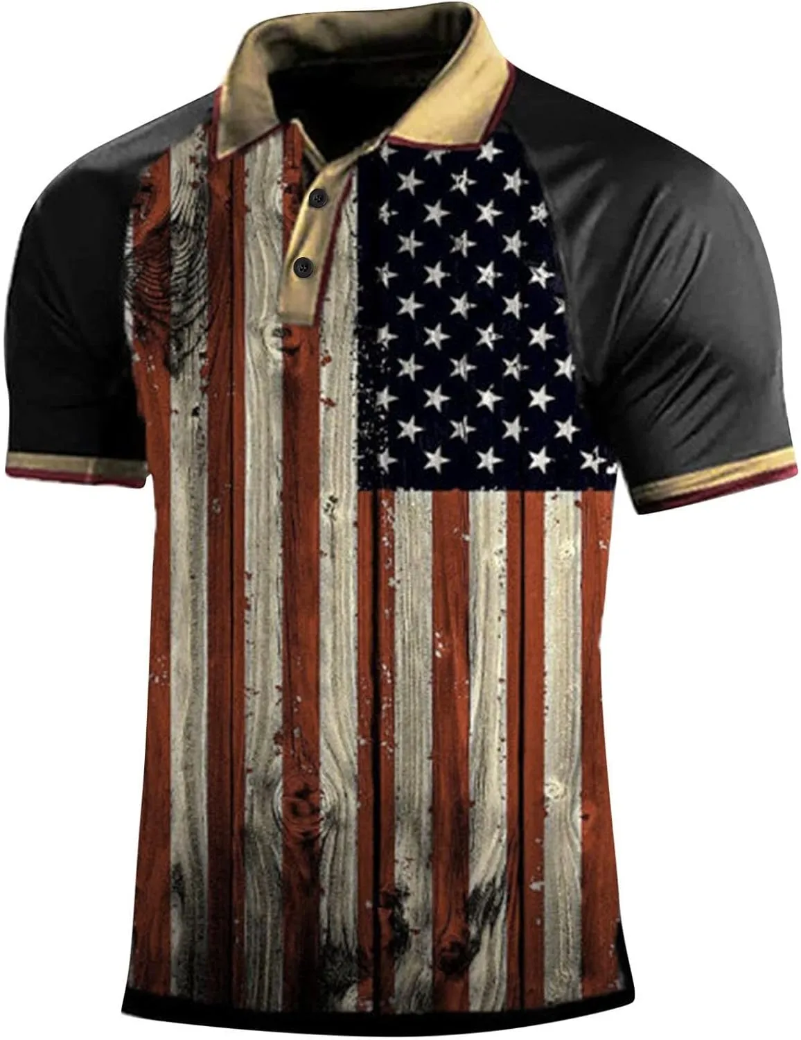 LCMTWX Tropical Golf Shirts for Men American Flag American Flag Polo Shirts for Men and Summer Fashion Leisure Seaside