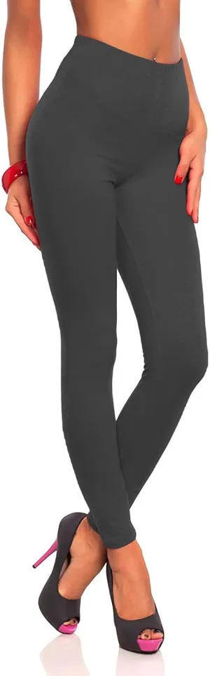 Leggings Cotton Women's Ultra Soft Solid Leggings Plus Size Tummy Control Athletic High Waisted Yoga Leggings