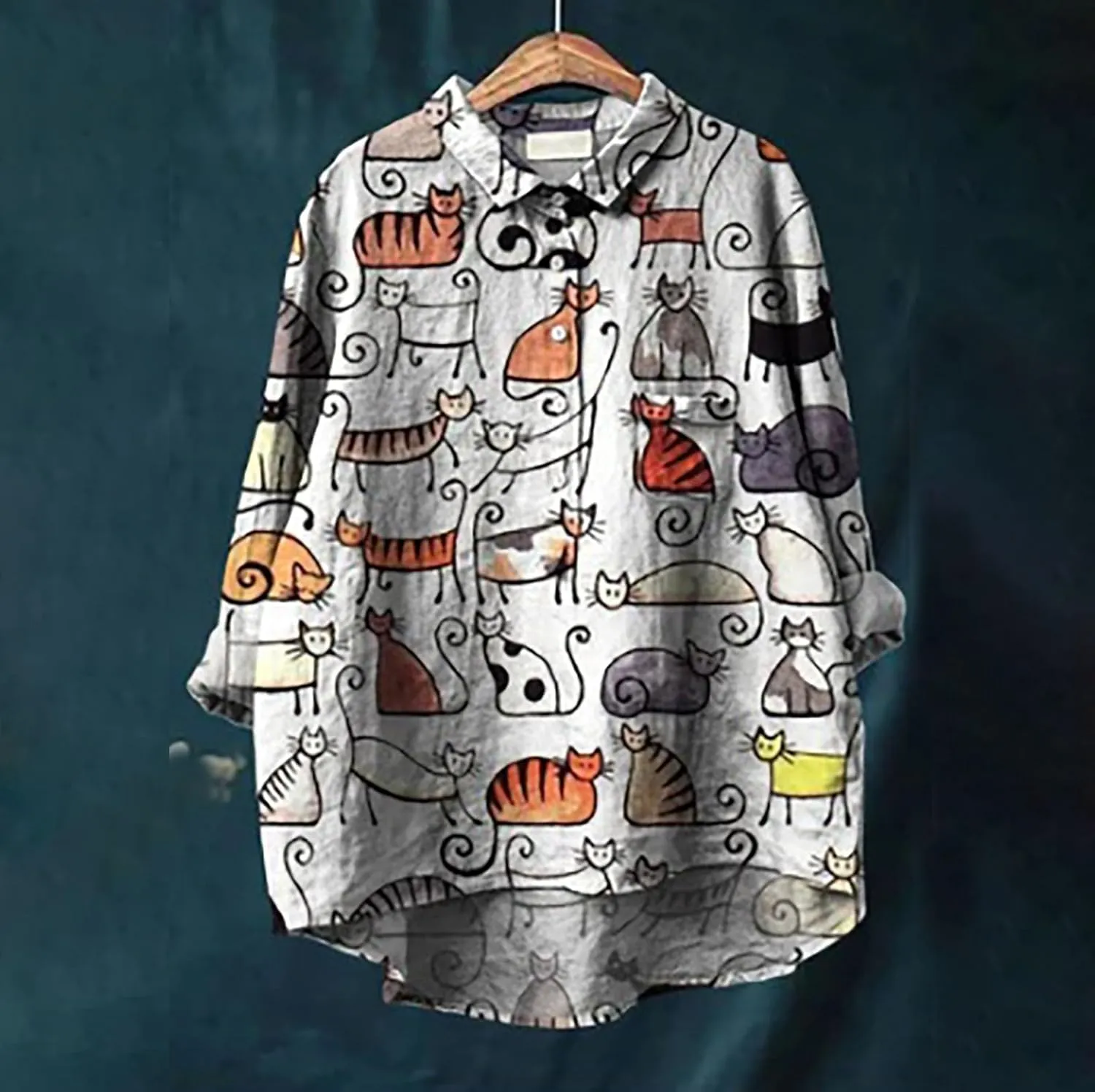 Linen Shirt Women V Neck Casual Long Sleeve Loose Shirt Tops Womens Top Linen Button Down Outfit
