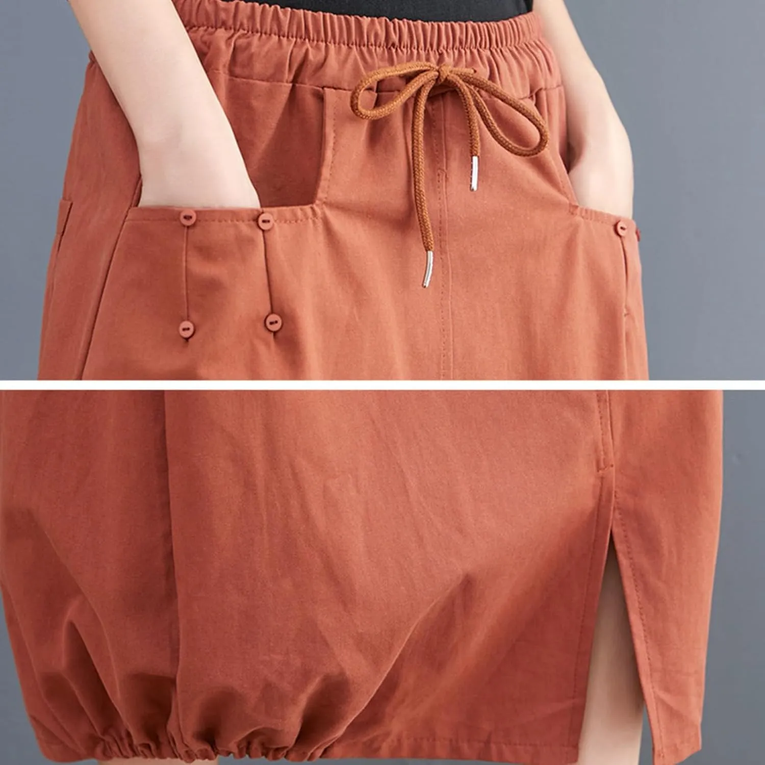 Long Skirts for Women Fall Casual Loose Fit High Waist Cargo Skirt Fashion Zipper A-Line Midi Skirts with Pockets