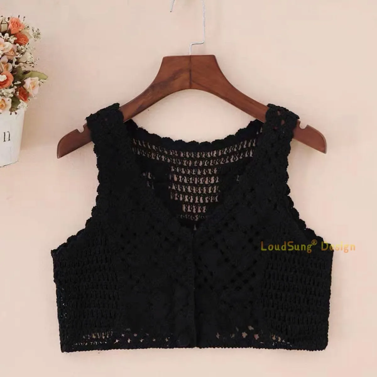 LoudSung Knitted Vest Camisole Sheer Shrug Cardigan Thin Soft Hollow Shawls Sleeveless for Women Girls