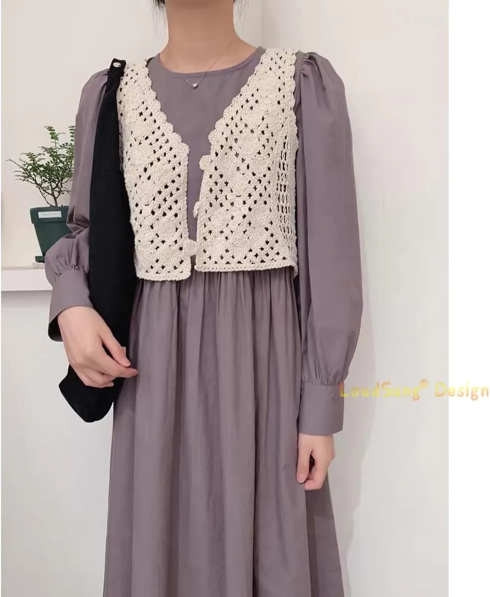 LoudSung Knitted Vest Camisole Sheer Shrug Cardigan Thin Soft Hollow Shawls Sleeveless for Women Girls