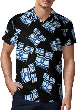 Lsrael Flags Men's Polo Shirt Short Sleeve Print T Shirt Slim Fit Golf Shirt Collared Tee Casual Top