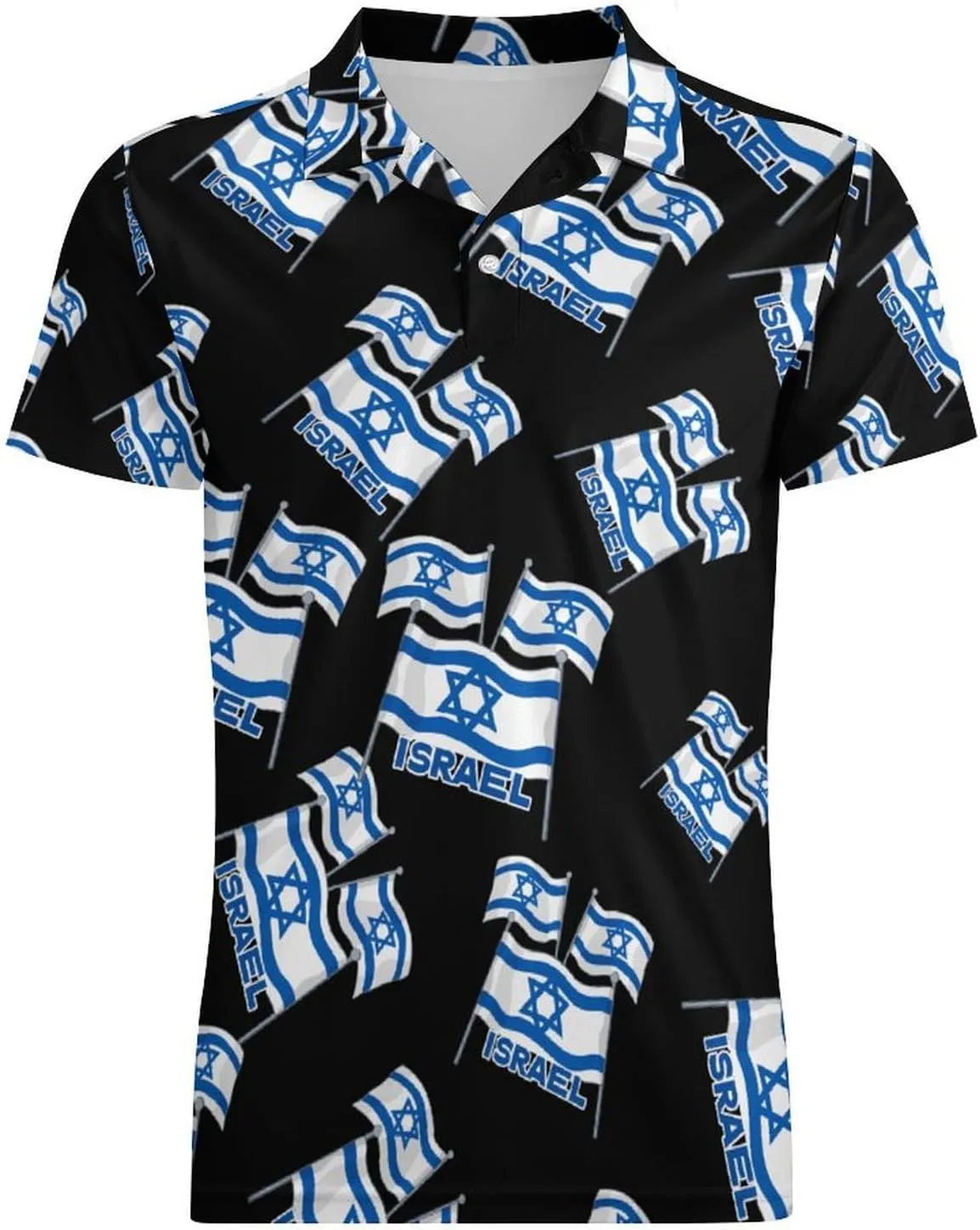 Lsrael Flags Men's Polo Shirt Short Sleeve Print T Shirt Slim Fit Golf Shirt Collared Tee Casual Top