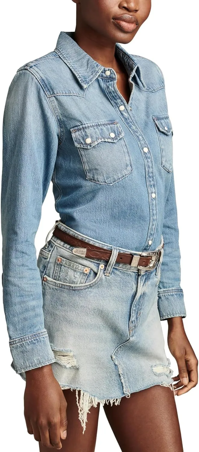 Lucky Brand Women's Denim Western Shirt