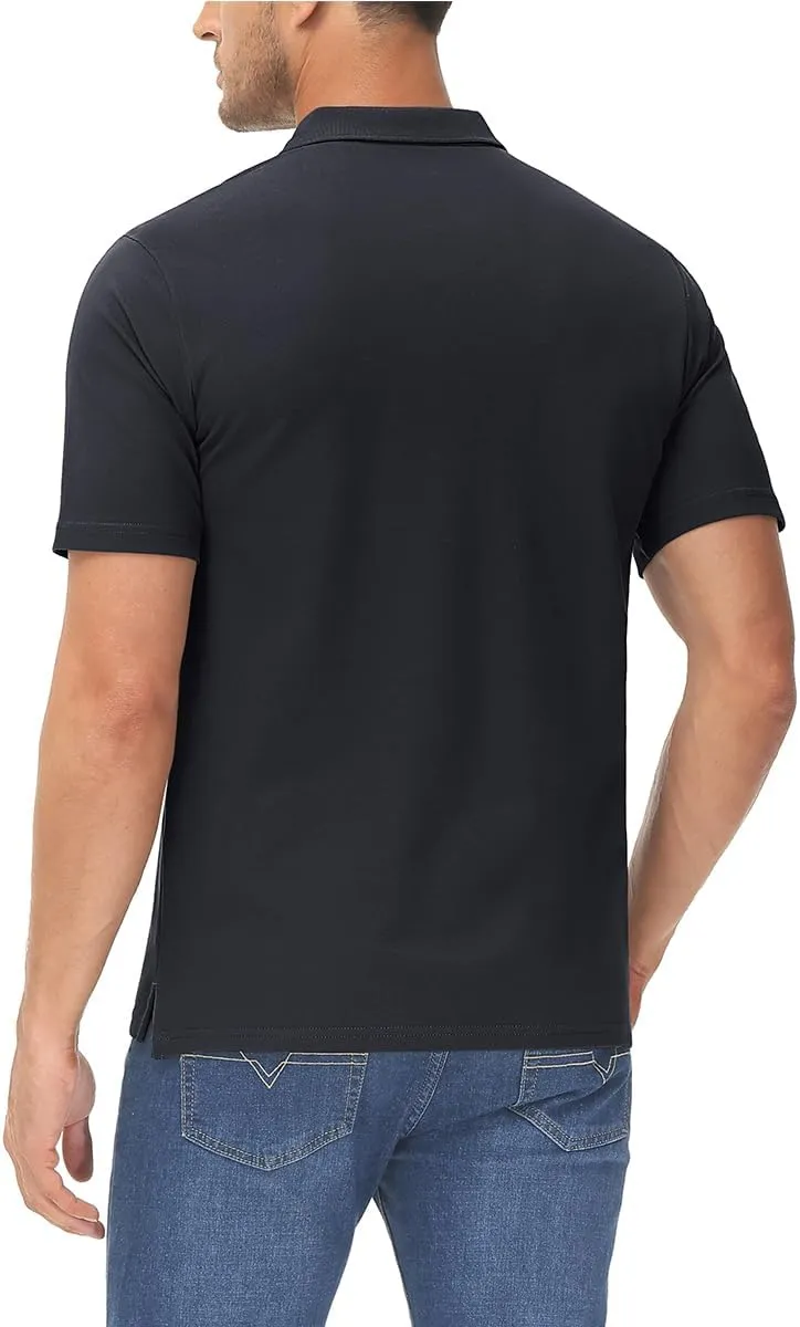 MAGCOMSEN Mens Polo Shirt Short Sleeve Golf Polo Shirt Cotton Pique Tennis Polo Shirt Lightweight Casual Shirt