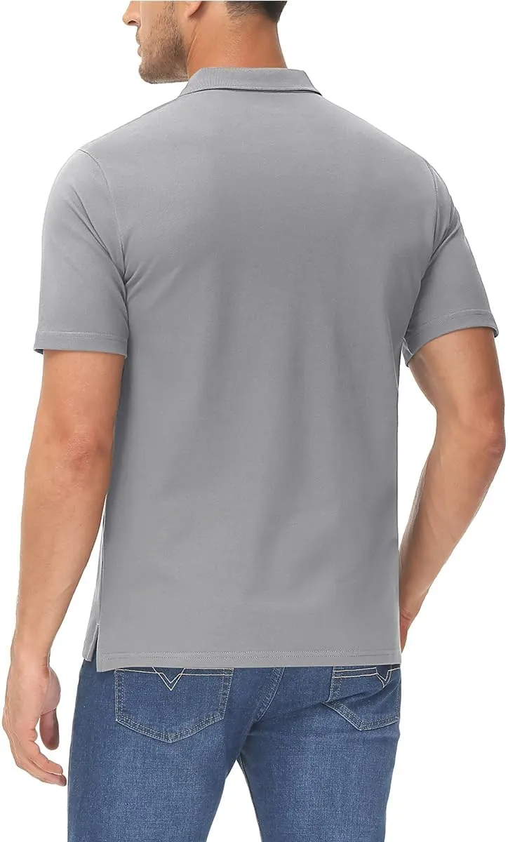 MAGCOMSEN Mens Polo Shirt Short Sleeve Golf Polo Shirt Cotton Pique Tennis Polo Shirt Lightweight Casual Shirt