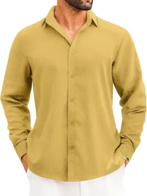 Men Classic Fit Shirt Long Sleeve Button Down Casual Work Shirt Shirt for Beach Summer Wedding Shirt Plus Size
