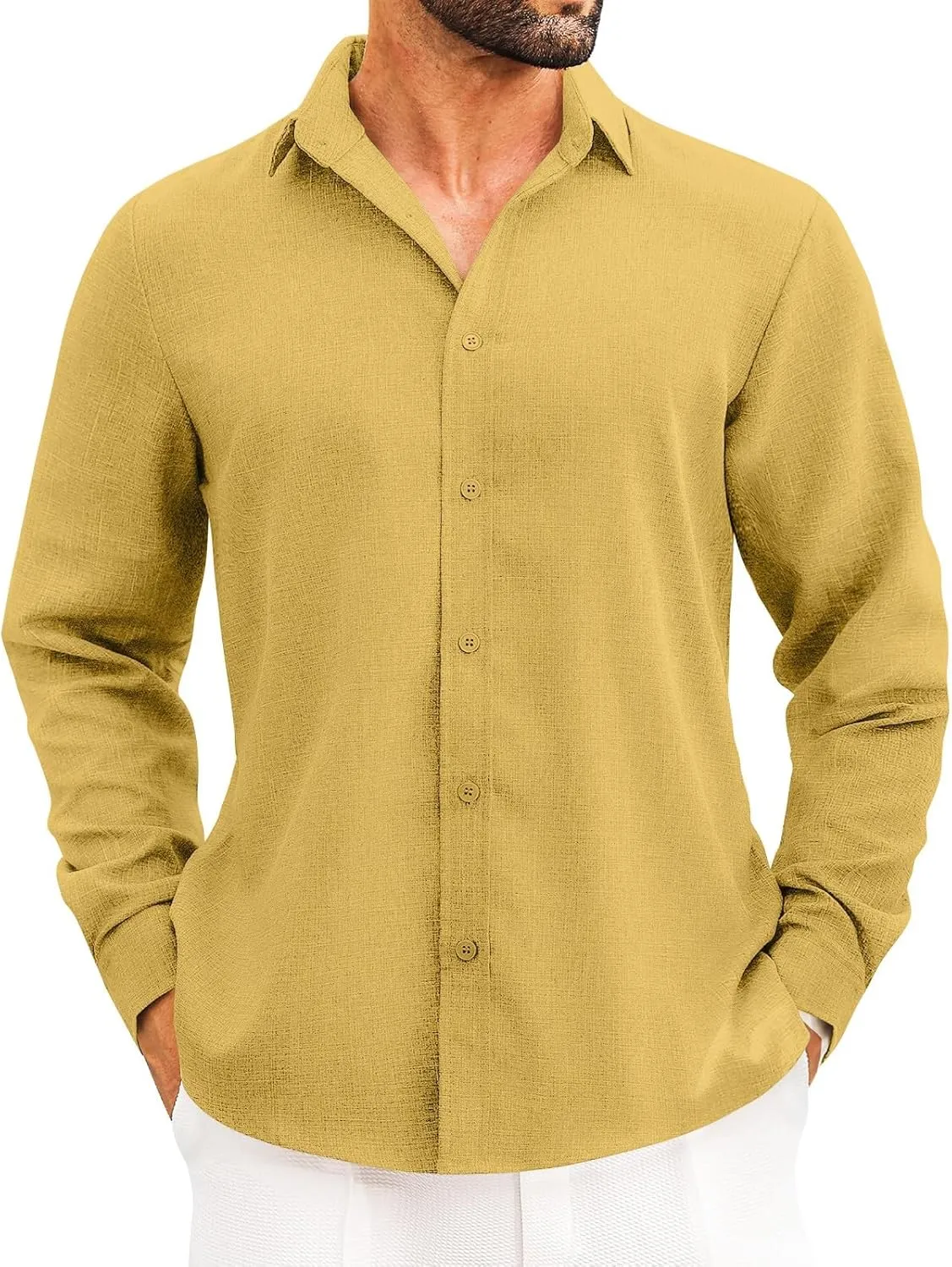 Men Classic Fit Shirt Long Sleeve Button Down Casual Work Shirt Shirt for Beach Summer Wedding Shirt Plus Size