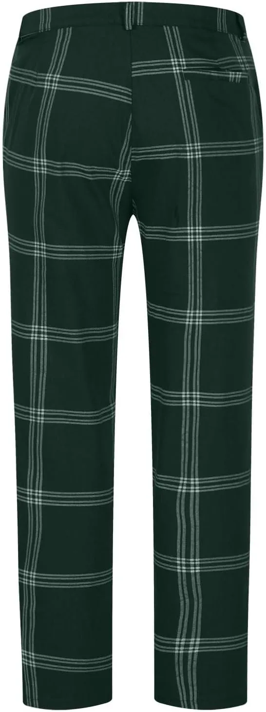 Men Dress Pants Slim Fit Plaid Skinny Dress Pant Stretch Regular Fit Business Casual Fashion Golf Pencil Trousers