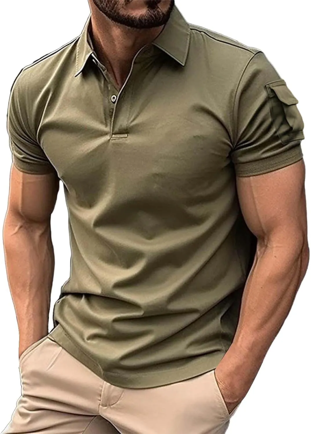 Men Polo Shirts 2024 and Summer Casual Short Sleeved Buttons Lapel Solid Color Short Sleeved T Shirt Tops Golf Mens