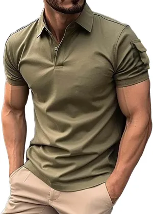 Men Polo Shirts 2024 and Summer Casual Short Sleeved Buttons Lapel Solid Color Short Sleeved T Shirt Tops Golf Mens