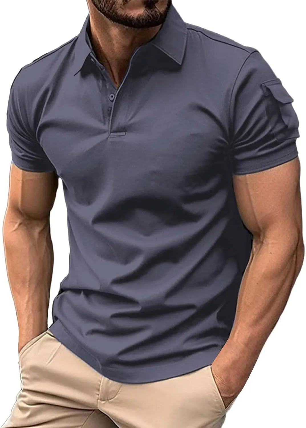 Men Polo Shirts 2024 and Summer Casual Short Sleeved Buttons Lapel Solid Color Short Sleeved T Shirt Tops Golf Mens