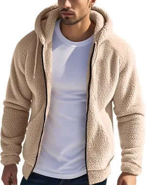 Men Zip Up Hoodie Thermal Big and Tall Sweatshirt Personalized Winter Jacket