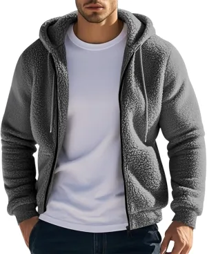 Men Zip Up Hoodie Thermal Big and Tall Sweatshirt Personalized Winter Jacket