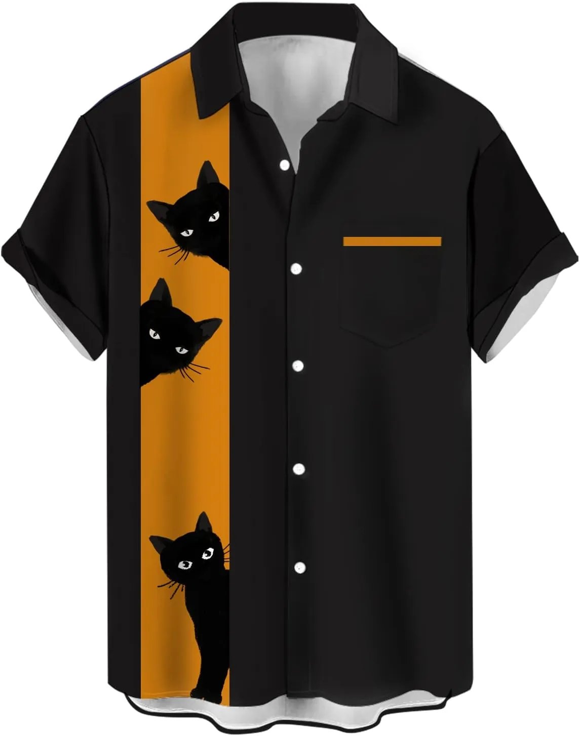Mens Bowling Shirt Short Sleeve Vintage Printed Camp Shirt Casual Button Down Shirt