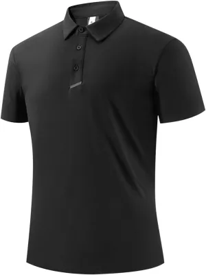 Mens Business Office Polo Shirts Moisture Wicking Short Sleeve Performance Quick Dry Athletic Fitness Golf Shirt