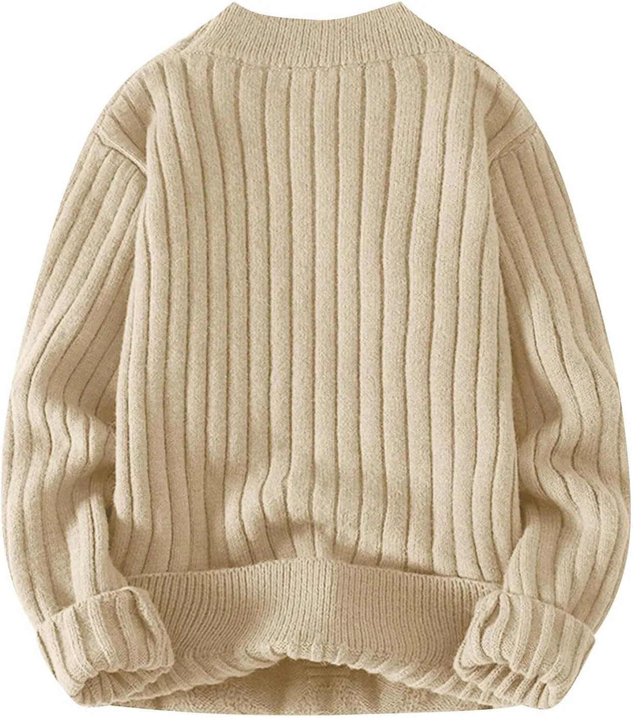 Mens Cable Knit Sweater Plus Size Knitted Chunky Pullover Loose Crewneck Sweater Winter Thermal Long Sleeve Knitwear