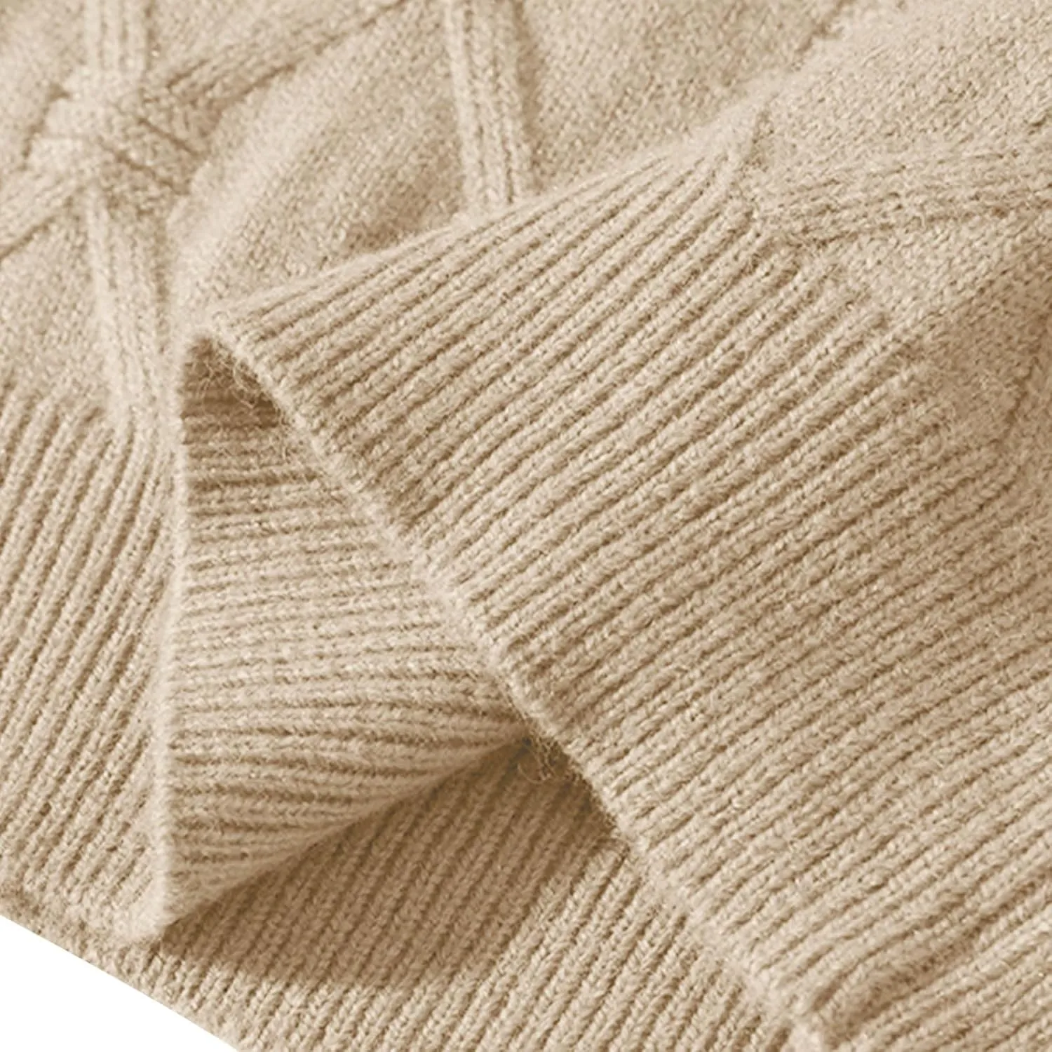 Mens Cable Knit Sweater Plus Size Knitted Chunky Pullover Loose Crewneck Sweater Winter Thermal Long Sleeve Knitwear