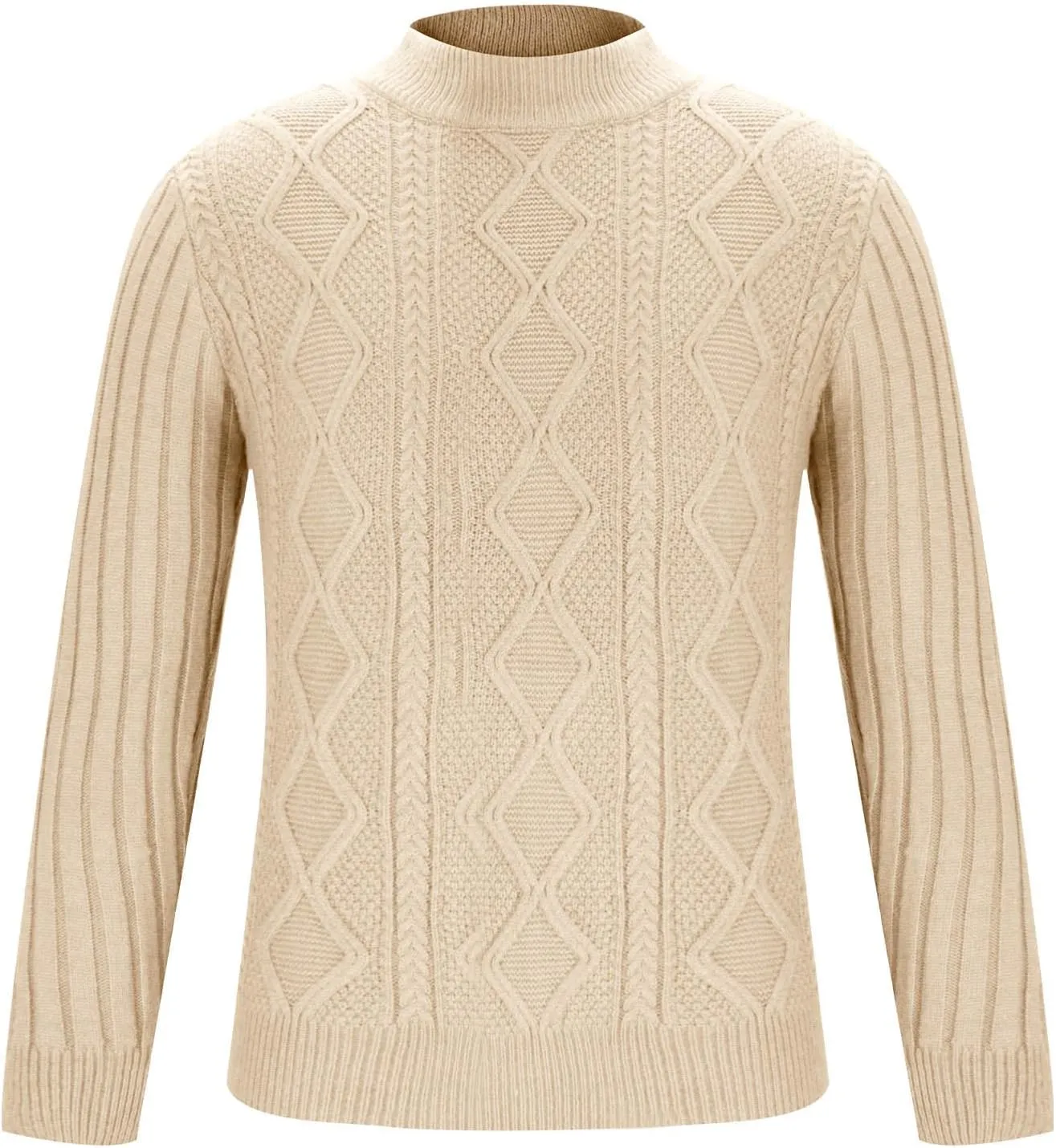 Mens Cable Knit Sweater Plus Size Knitted Chunky Pullover Loose Crewneck Sweater Winter Thermal Long Sleeve Knitwear