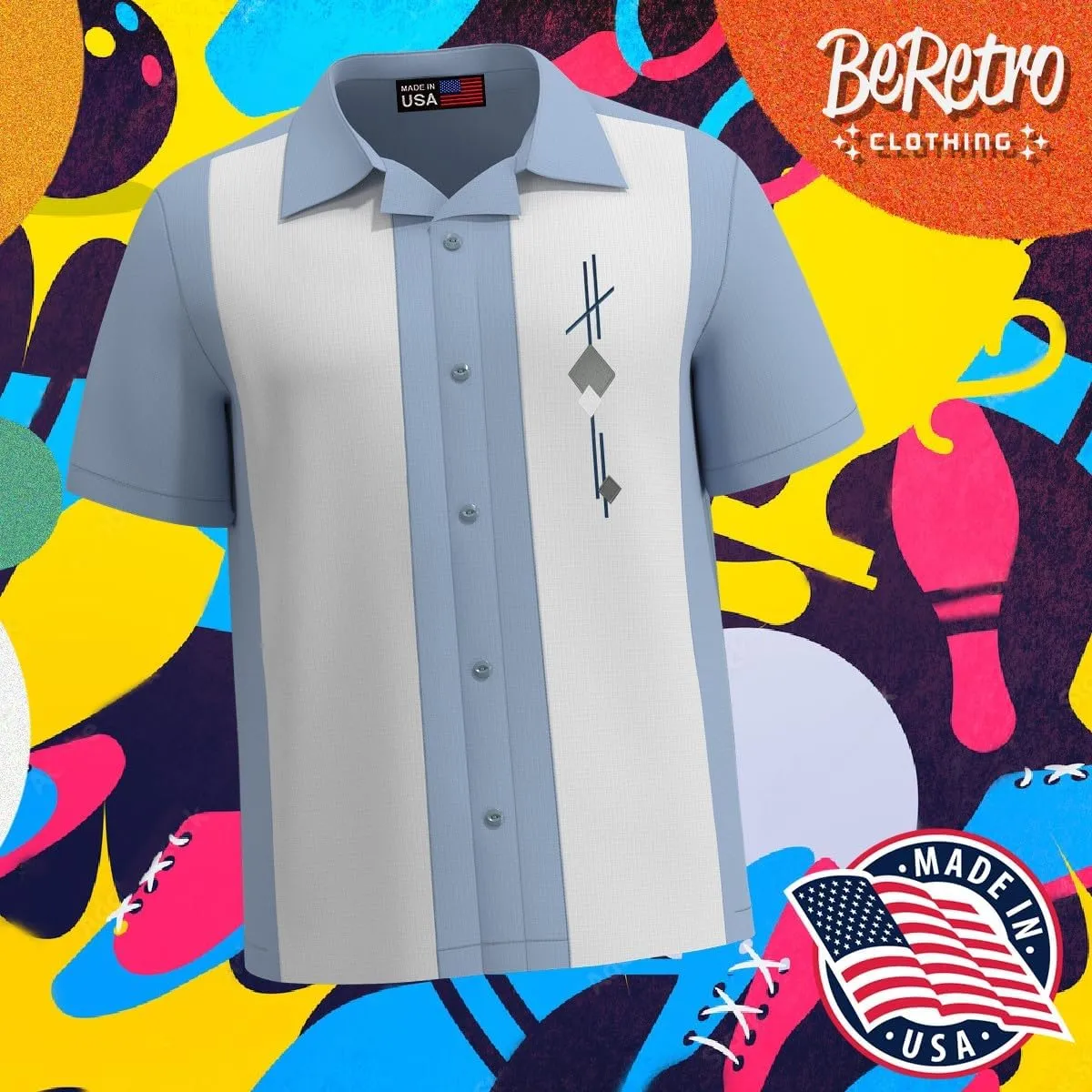 Mens Camp Shirt, Vintage Cuban Style Bowling Shirt ~ Tom Collins ~ Guayabera Dress Shirt Style