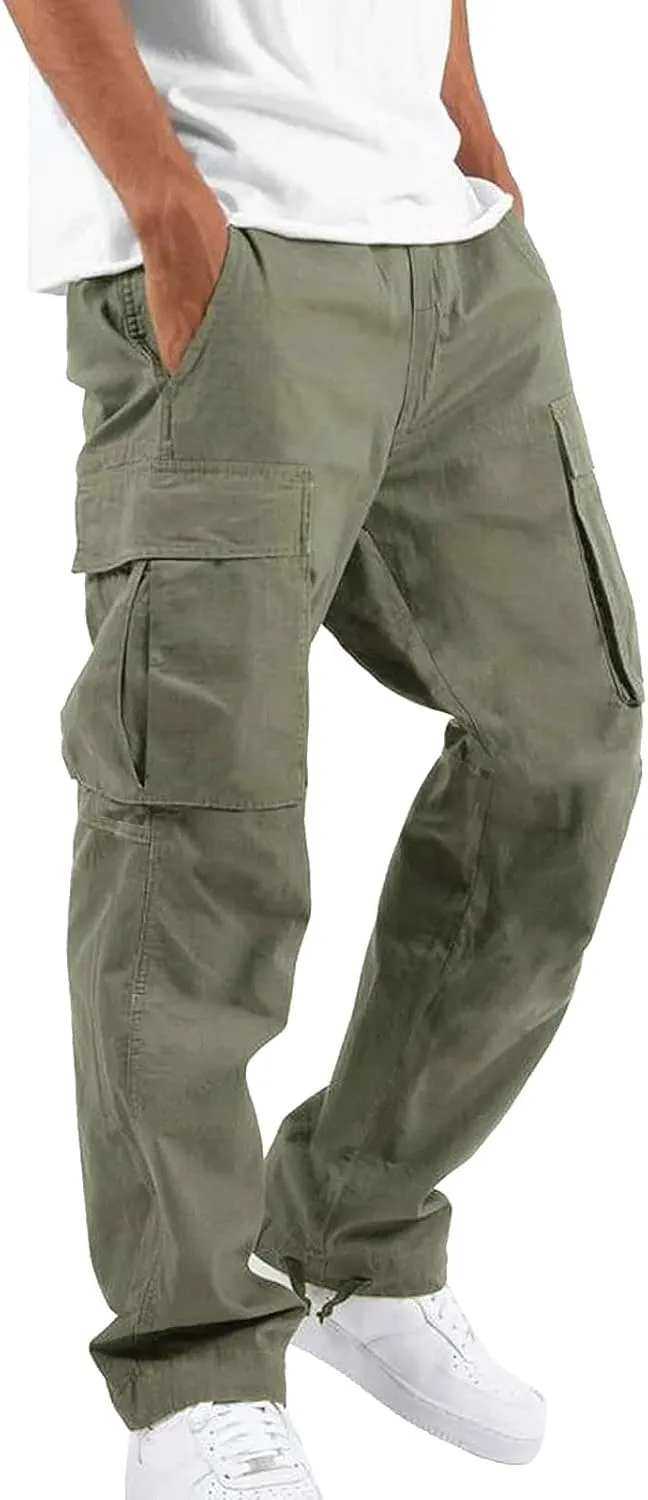 Men's Cargo Pants Sports Jogging Trousers Pockets Belt Men Pants Men's Cargo Pants Casual Sports Slim Trousers with