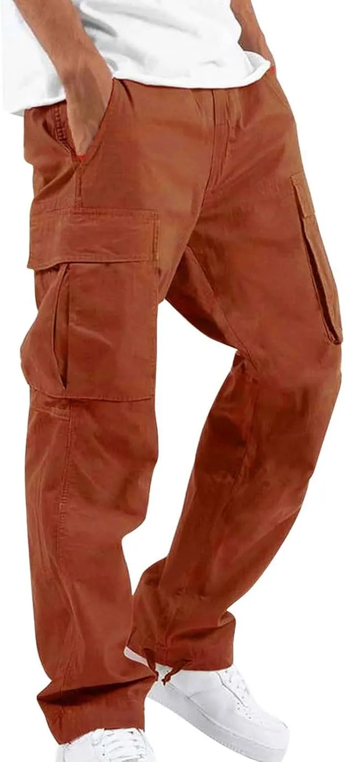 Men's Cargo Pants Sports Jogging Trousers Pockets Belt Men Pants Men's Cargo Pants Casual Sports Slim Trousers with