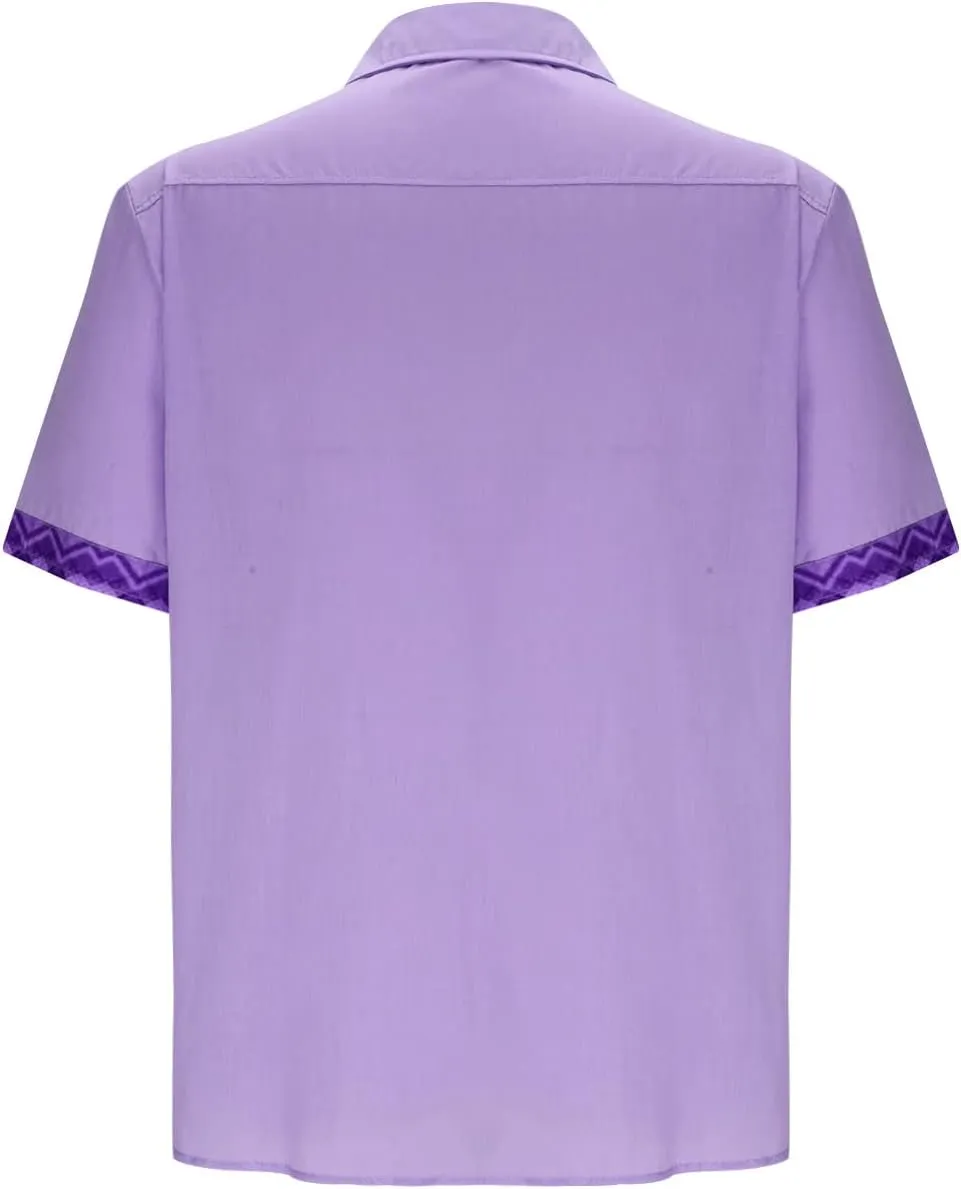 Men's Casual Button-Down Shirts Casual Short Sleeve Shirt Collar Stripe Contrast T-Shirt Business Dressy Work Shirt