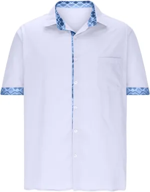 Men's Casual Button-Down Shirts Casual Short Sleeve Shirt Collar Stripe Contrast T-Shirt Business Dressy Work Shirt