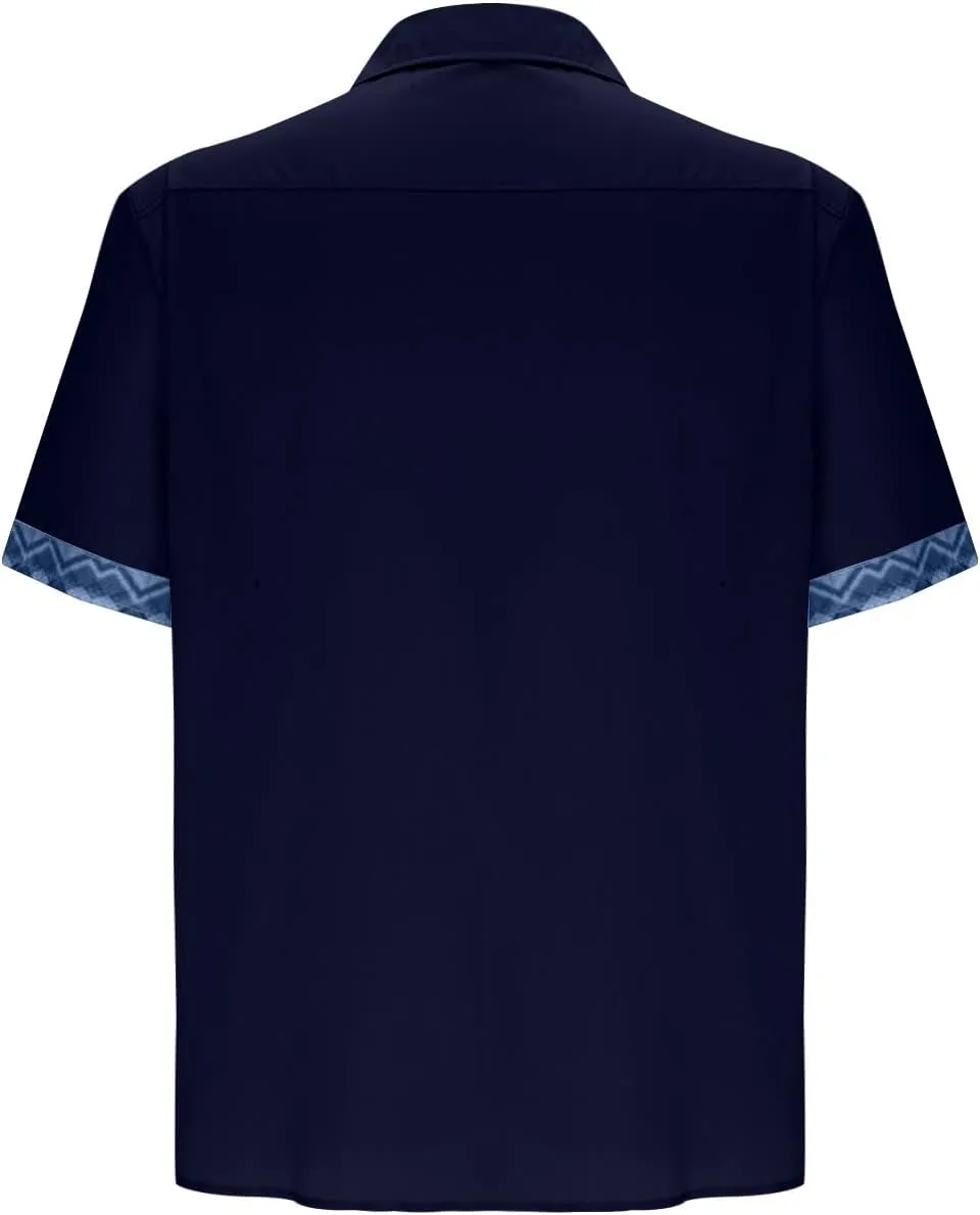 Men's Casual Button-Down Shirts Casual Short Sleeve Shirt Collar Stripe Contrast T-Shirt Business Dressy Work Shirt