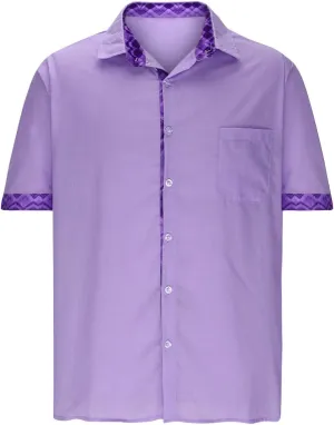 Men's Casual Button-Down Shirts Casual Short Sleeve Shirt Collar Stripe Contrast T-Shirt Business Dressy Work Shirt
