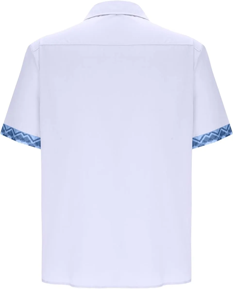 Men's Casual Button-Down Shirts Casual Short Sleeve Shirt Collar Stripe Contrast T-Shirt Business Dressy Work Shirt