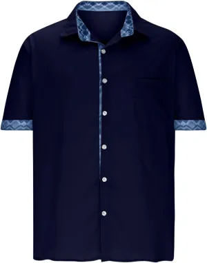 Men's Casual Button-Down Shirts Casual Short Sleeve Shirt Collar Stripe Contrast T-Shirt Business Dressy Work Shirt