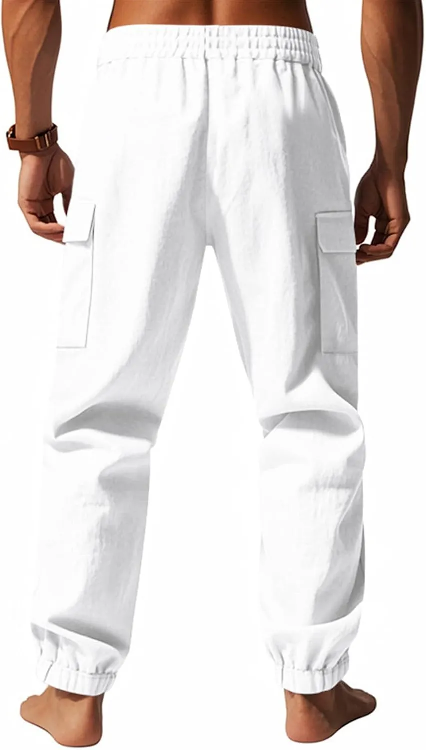 Men's Casual Cargo Pants Wide Leg Sports Workwear Multi-Pocket Pants