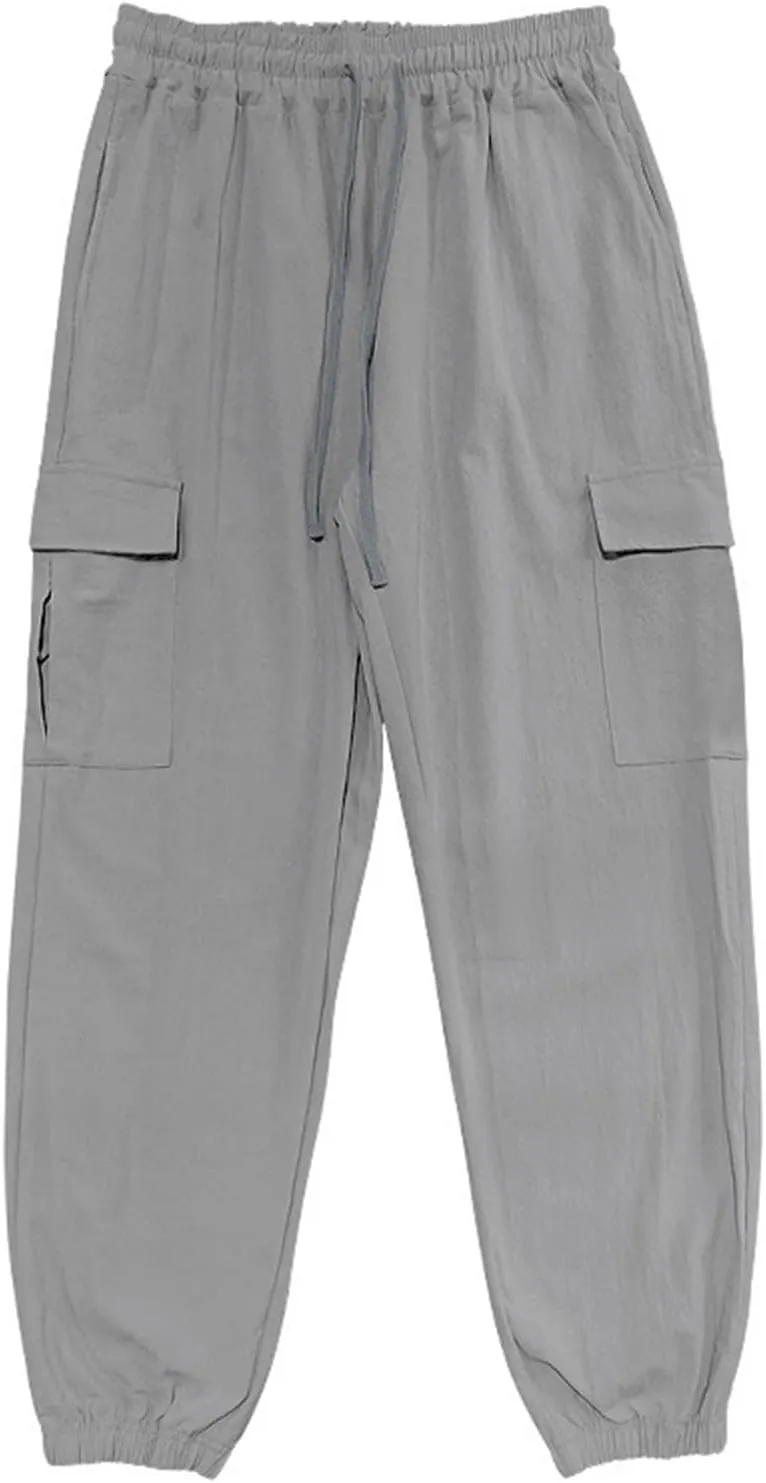 Men's Casual Cargo Pants Wide Leg Sports Workwear Multi-Pocket Pants