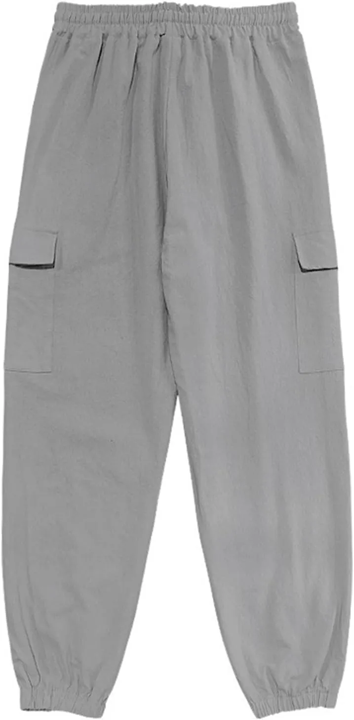 Men's Casual Cargo Pants Wide Leg Sports Workwear Multi-Pocket Pants