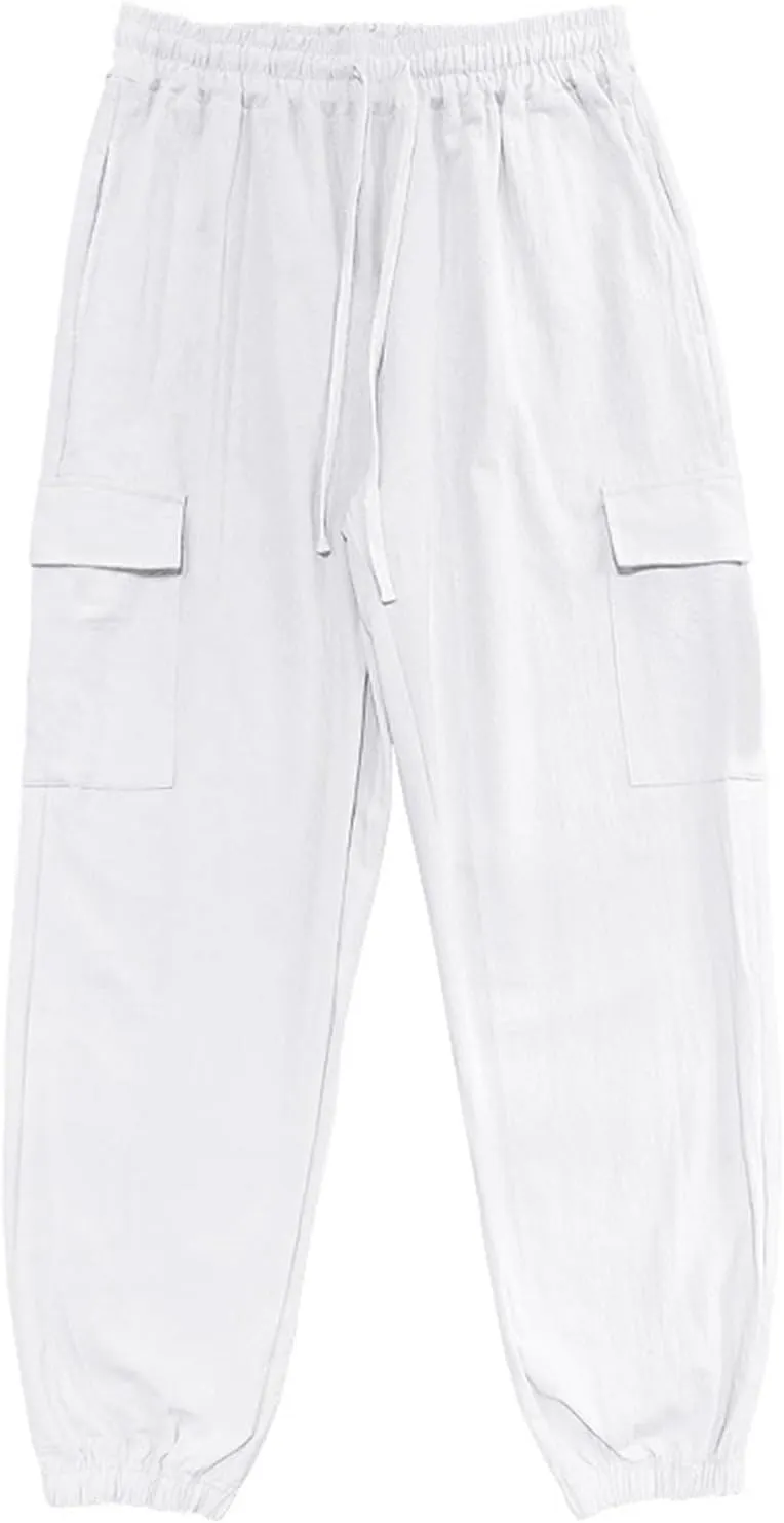 Men's Casual Cargo Pants Wide Leg Sports Workwear Multi-Pocket Pants