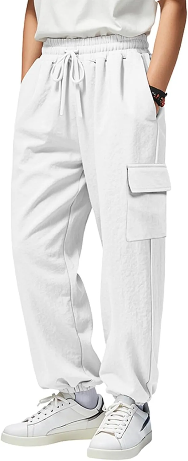 Men's Casual Cargo Pants Wide Leg Sports Workwear Multi-Pocket Pants