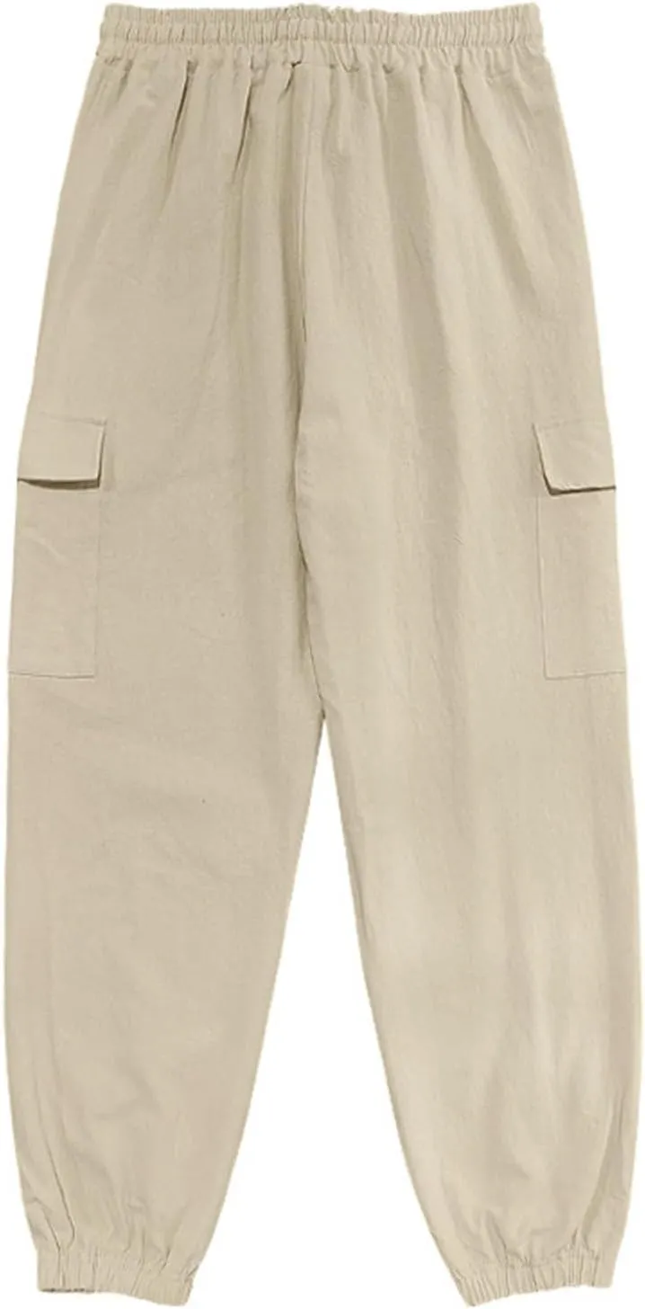 Men's Casual Cargo Pants Wide Leg Sports Workwear Multi-Pocket Pants