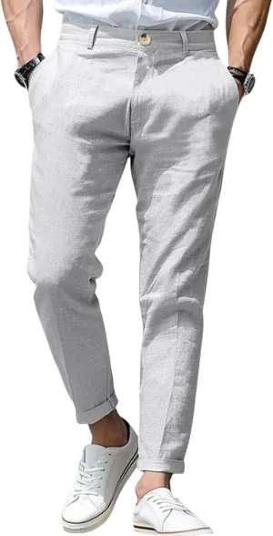 Mens Casual Dress Pants Slim Fit Stretch Flat Front Tapered Dress Pants Business Comfortable Stylish Golf Suit Pants