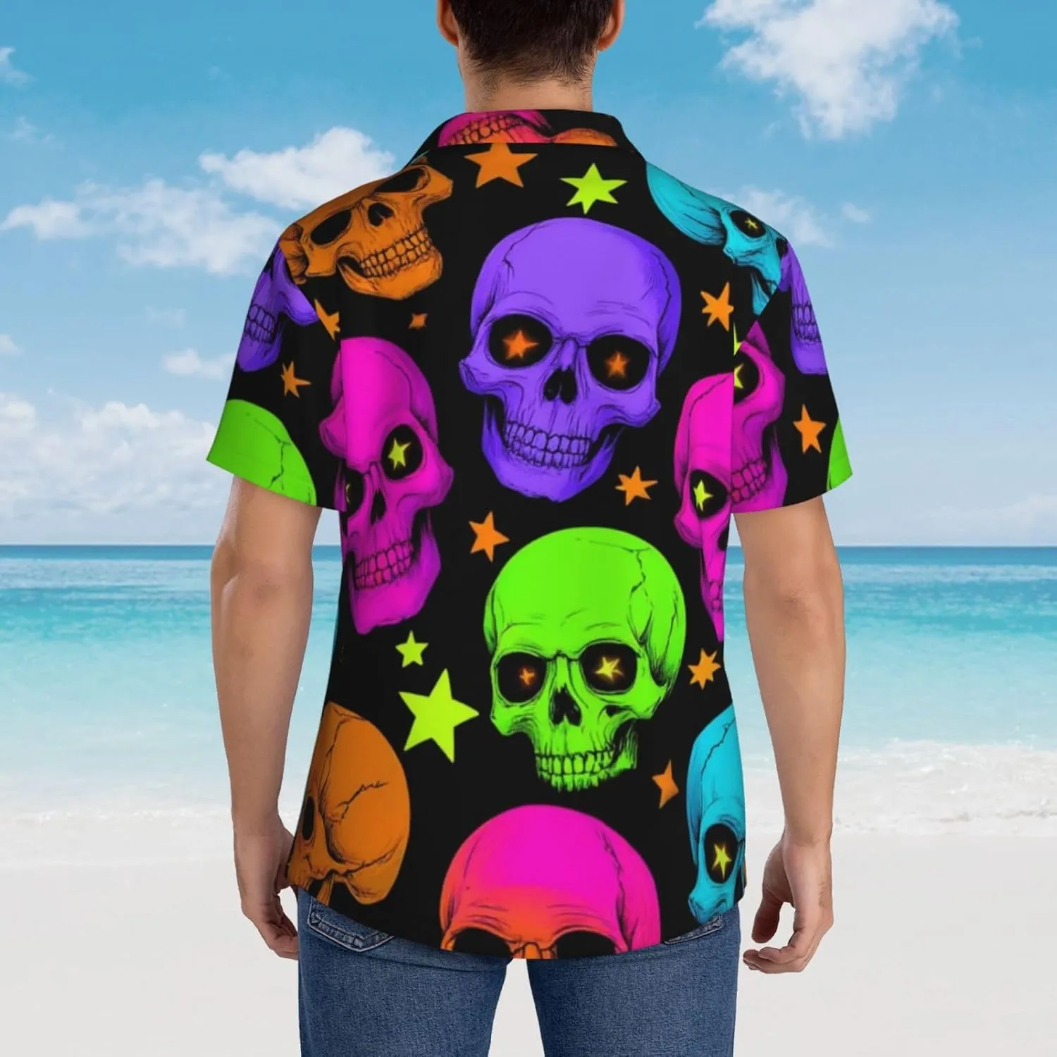 Men's Casual Linen Button Down Shirt Short Sleeve Beach Shirt