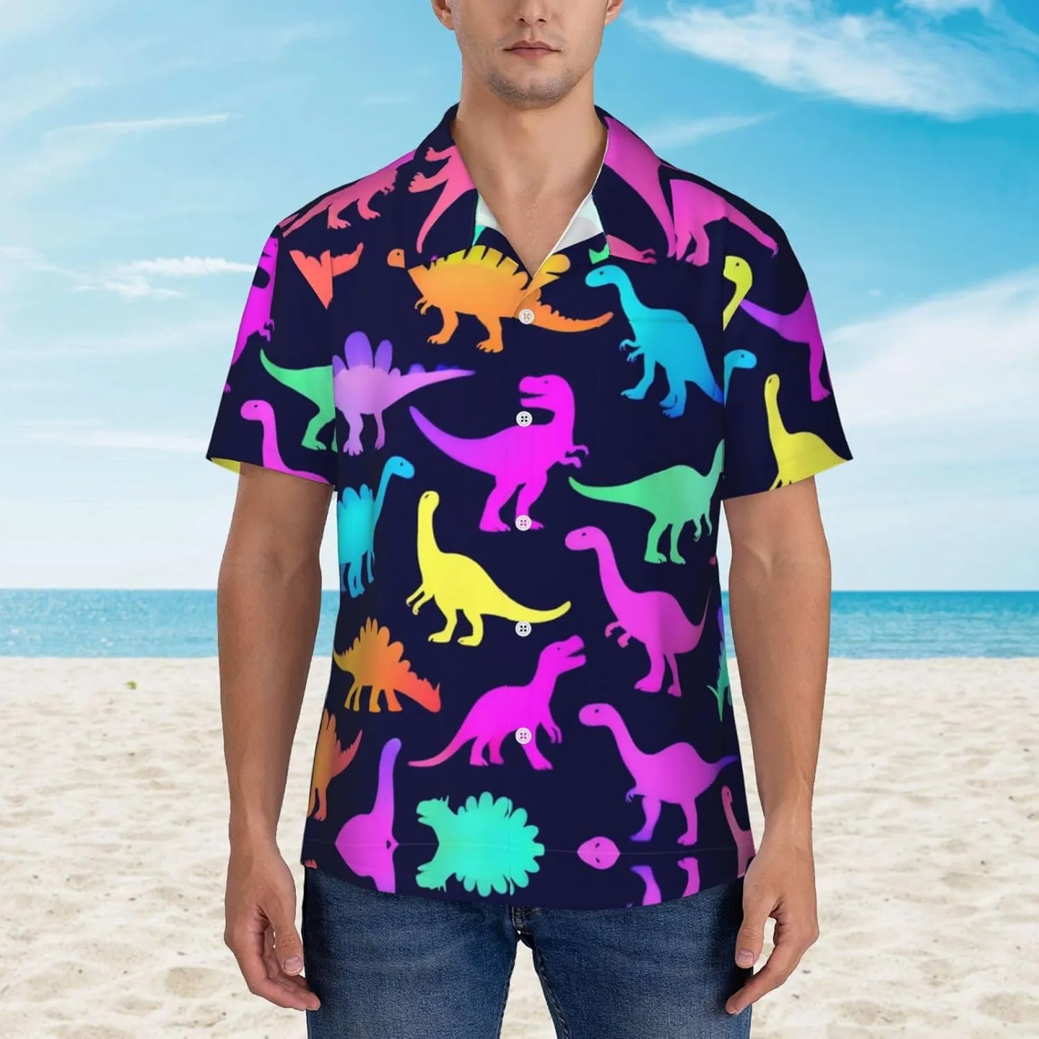 Men's Casual Linen Button Down Shirt Short Sleeve Beach Shirt