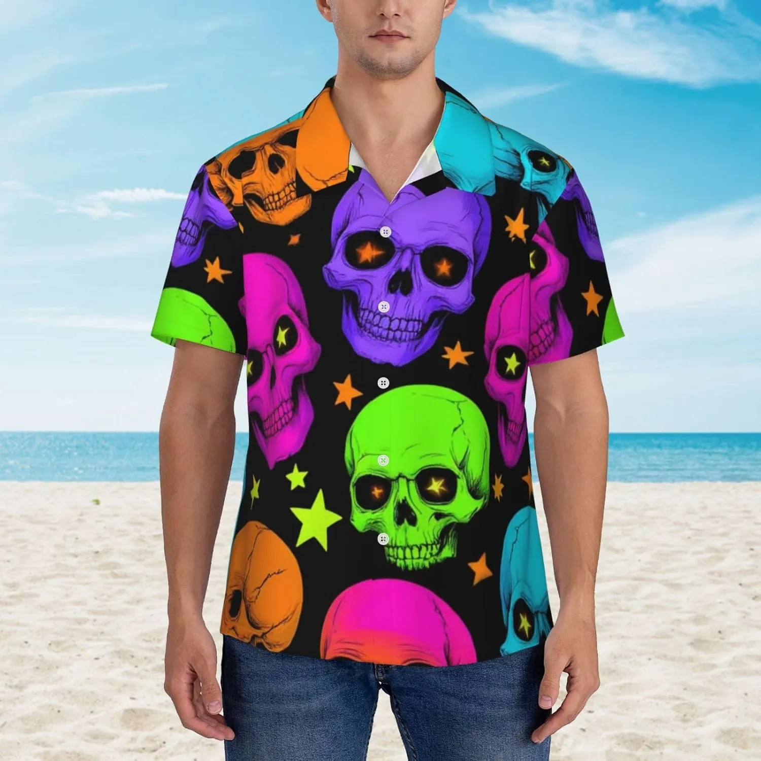 Men's Casual Linen Button Down Shirt Short Sleeve Beach Shirt