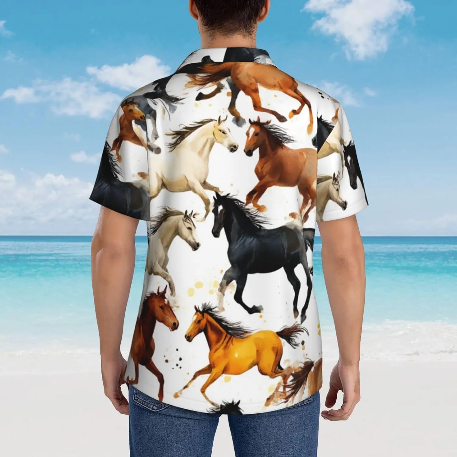 Men's Casual Linen Button Down Shirt Short Sleeve Beach Shirt
