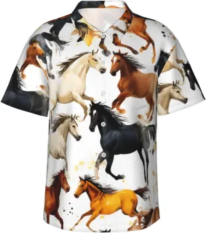 Men's Casual Linen Button Down Shirt Short Sleeve Beach Shirt