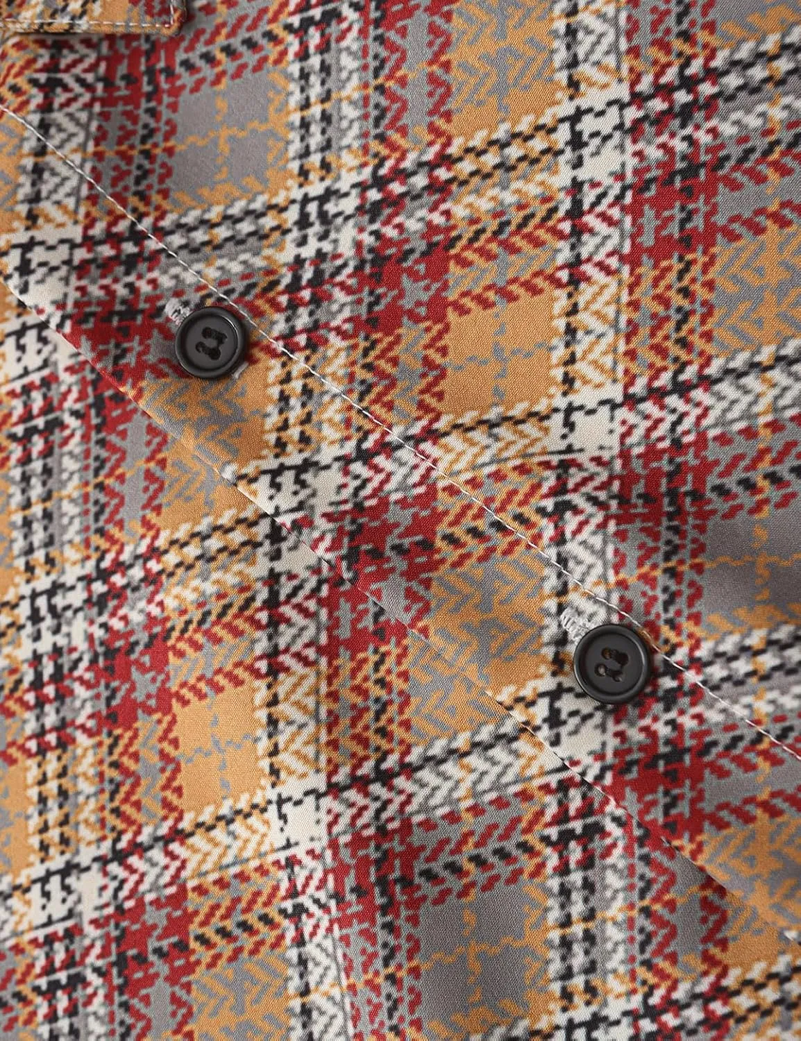 Men's Casual Plaid Shirt Long Sleeve Button Down Shirt Regular Fit Plaid Shirt
