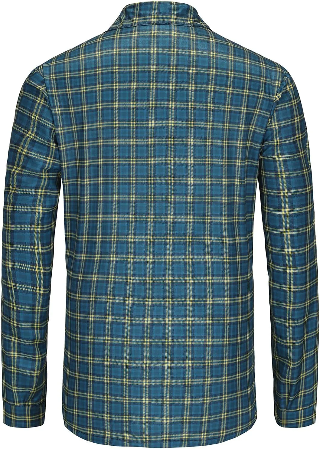 Men's Casual Plaid Shirt Long Sleeve Button Down Shirt Regular Fit Plaid Shirt