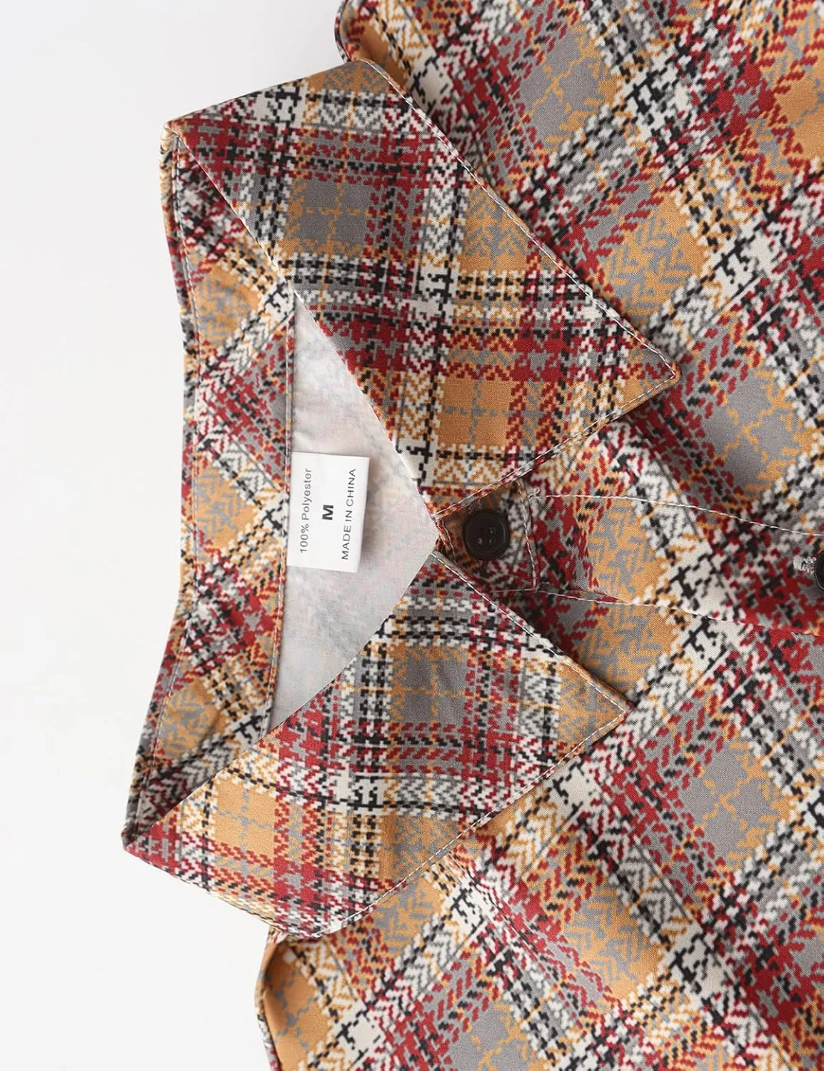 Men's Casual Plaid Shirt Long Sleeve Button Down Shirt Regular Fit Plaid Shirt