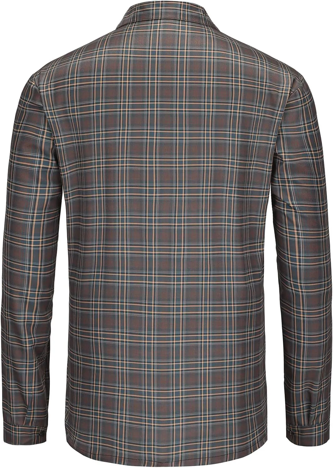 Men's Casual Plaid Shirt Long Sleeve Button Down Shirt Regular Fit Plaid Shirt